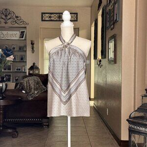 White House Black Market Diamond Print Halter Blouse